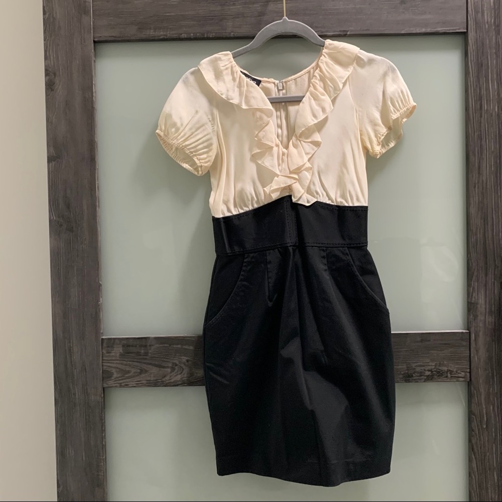 bebe black and cream mini dress, 0